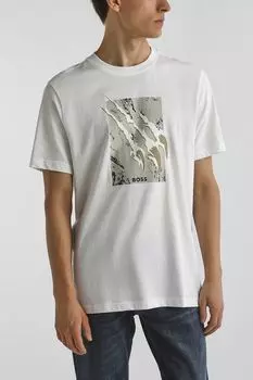 Футболка хлопковая с принтом BOSS