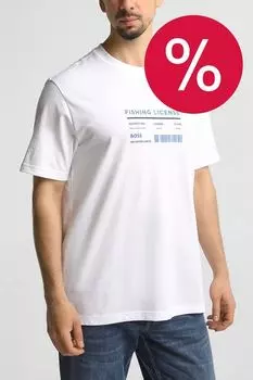 Футболка хлопковая с принтом BOSS