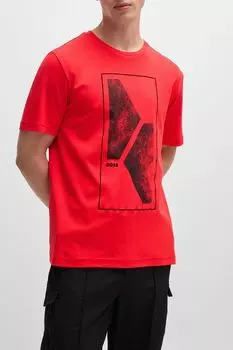 Футболка хлопковая с принтом BOSS