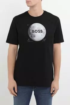Футболка хлопковая с принтом BOSS