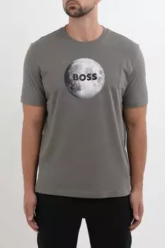 Футболка хлопковая с принтом BOSS