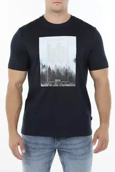 Футболка хлопковая с принтом BOSS