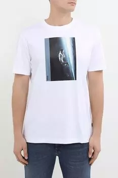 Футболка хлопковая с принтом BOSS