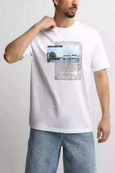 Футболка хлопковая с принтом BOSS