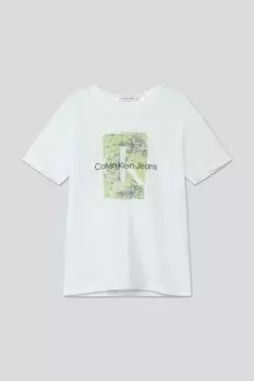 Футболка хлопковая с принтом Calvin Klein Jeans