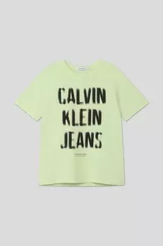 Футболка хлопковая с принтом Calvin Klein Jeans