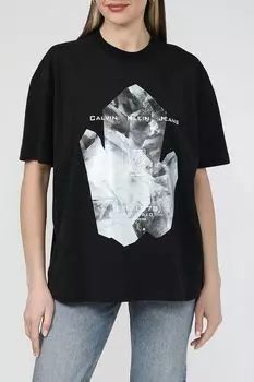 Футболка хлопковая с принтом Calvin Klein Jeans