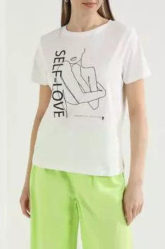 Футболка хлопковая с принтом Comma