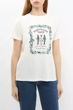 Футболка хлопковая с принтом Comma