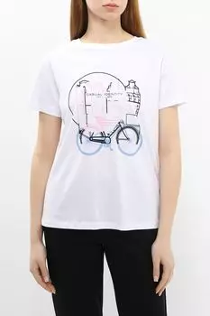 Футболка хлопковая с принтом Comma