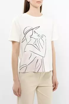 Футболка хлопковая с принтом Comma