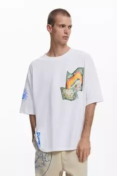 Футболка хлопковая с принтом Desigual