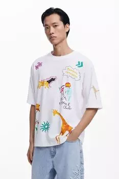 Футболка хлопковая с принтом Desigual