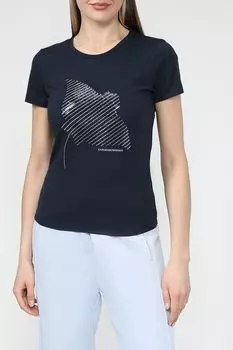 Футболка хлопковая с принтом Ea7