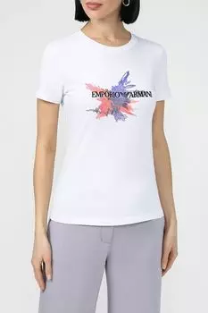 Футболка хлопковая с принтом EMPORIO ARMANI