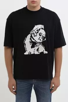 Футболка хлопковая с принтом EMPORIO ARMANI