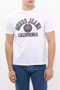 Футболка хлопковая с принтом Guess Jeans