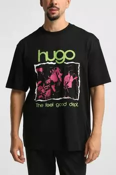 Футболка хлопковая с принтом HUGO