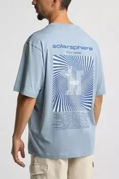 Футболка хлопковая с принтом HUGO