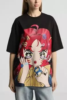 Футболка хлопковая с принтом HUGO