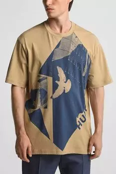 Футболка хлопковая с принтом HUGO