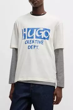 Футболка хлопковая с принтом HUGO