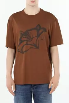 Футболка хлопковая с принтом HUGO