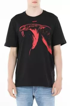 Футболка хлопковая с принтом HUGO