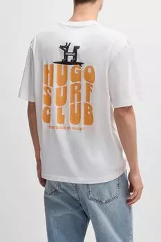 Футболка хлопковая с принтом HUGO