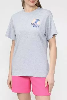 Футболка хлопковая с принтом HUGO