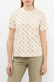 Футболка хлопковая с принтом из монограмм бренда Guess