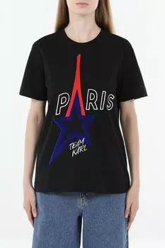 Футболка хлопковая с принтом Karl Lagerfeld