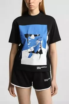 Футболка хлопковая с принтом Karl Lagerfeld Jeans