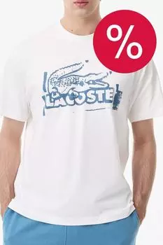 Футболка хлопковая с принтом Lacoste