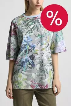 Футболка хлопковая с принтом Летние цветы на сером ARTOGRAPH