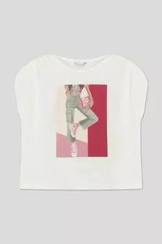 Футболка хлопковая с принтом Mayoral