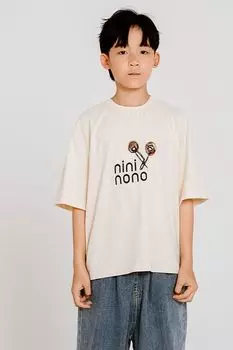 Футболка хлопковая с принтом nininono