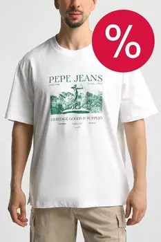Футболка хлопковая с принтом PEPE JEANS