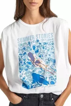 Футболка хлопковая с принтом PEPE JEANS