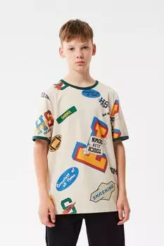 Футболка хлопковая с принтом SMENA