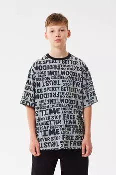 Футболка хлопковая с принтом SMENA