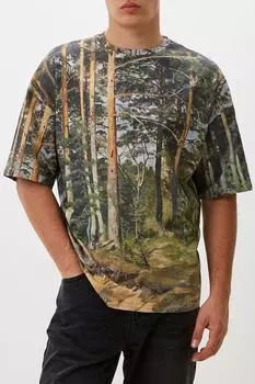 Футболка хлопковая с принтом Сосновый лес художника Михаила Шишкина ARTOGRAPH