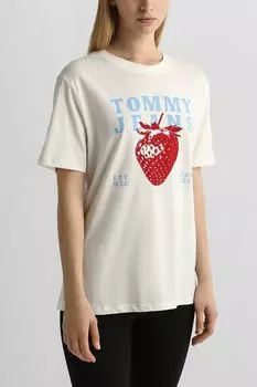 Футболка хлопковая с принтом Tommy Jeans