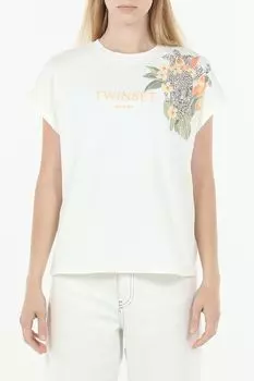 Футболка хлопковая с принтом TWINSET