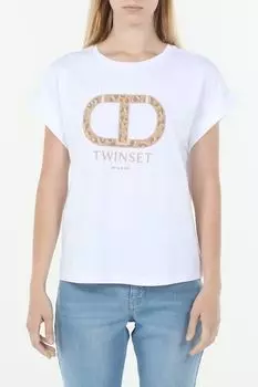 Футболка хлопковая с принтом TWINSET
