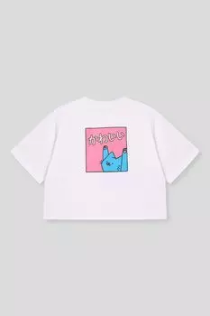 Футболка хлопковая с принтом укороченная GIOCO