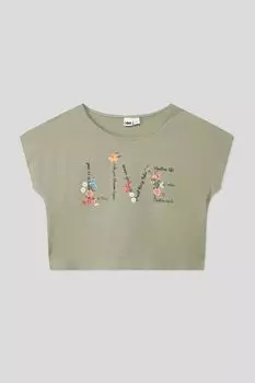 Футболка хлопковая с принтом укороченная IDO