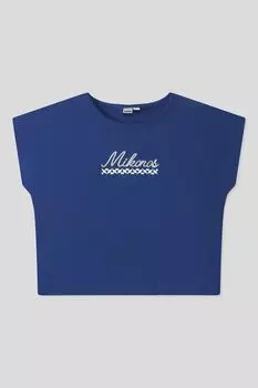 Футболка хлопковая с принтом укороченная IDO