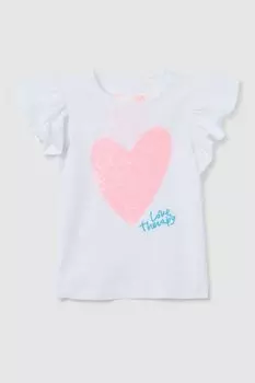 Футболка хлопковая с рюшами и принтом LOVE THERAPY