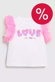 Футболка хлопковая с рюшами из тюля LOVE THERAPY